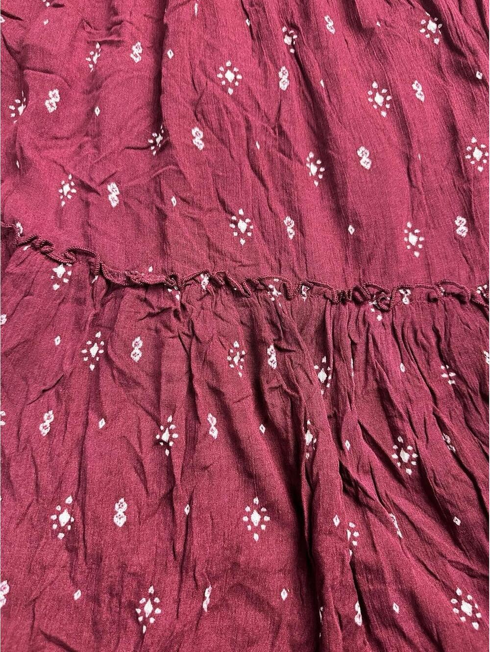 🌺 BONGO Halter Maxi Dress Women’s S Tiered Boho Print Burgundy 09-17 🌺 - Picture 3 of 10